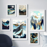 cadre peinture montagne bleue