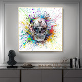 tableau skull explosion de peinture