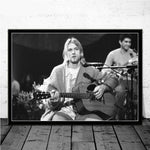tableau de Kurt Cobain noir et blanc