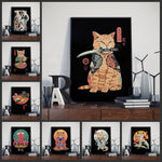 Japanese Samurai Cat Posters and Prints Ramen Nostalgia 