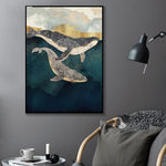 Nordic Abstract Whale Cloud Sea Mountain Canvas Art Poster 