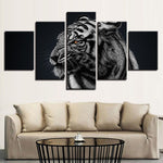 tableau tigre blanc sur fond noir