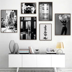 tableau noir et blanc ville