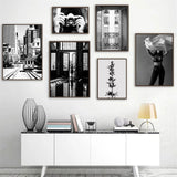 tableau noir et blanc ville