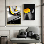tableau vintage enceinte noire et jaune
