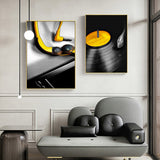 tableau vintage vinyle noir et jaune