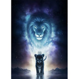 tableau visage abstrait lion dans le ciel