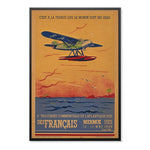 Tableau vintage avion coucher de soleil