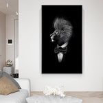Tableau lion Homme fond noir