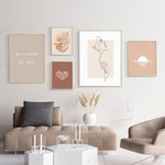 tableau fleur fond beige
