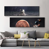 tableau astronaute qui marche sur la lune