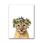 affiche lionceau et fleurs