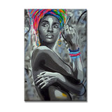 tableau graffiti femme fond gris