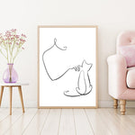 tableau dessin trait chat