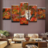 tableau peinture chaton et feuille orange