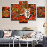 tableau peinture chaton et feuille orange