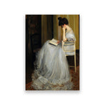 cadre classique femme et robe blanche