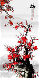 Tableau arbre 1 pièce Noir et blanc feuille rouge