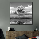 Tableau arbre 1 pièce paysage noir et blanc
