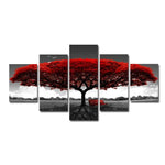Tableau arbres 5 piècesArbre rouge