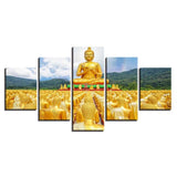 Tableau bouddha 5 pièces Armée de bouddha en or