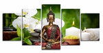 Tableau bouddha 5 pièces Orchidées et bougies