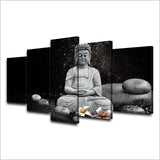 Tableau bouddha 5 pièces Pluie noir et blanc