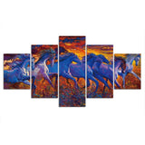 Tableau cheval 5 pièces peinture du troupeau