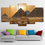 Tableau Egypte 5 pièces Sphinx coucher de soleil