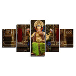 Tableau indien 5 pièces Eléphant dans le temple