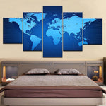 Tableau carte du monde bleue 5 pièces | La maison des tableaux